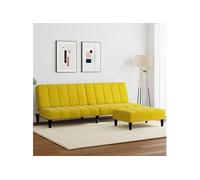 vidaXL Canapé-lit à 2 places avec repose-pied jaune velours3258096 Jaune G