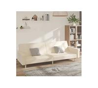 vidaXL Canapé-lit à 2 places crème tissu