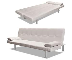 Canapé-lit ajustable avec 2 coussins en similicuir