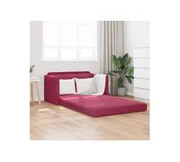 Canapé Lit au Sol 2 en 1 Rouge Vin 124x204x61 cm Velours Multicolore