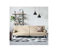 vidaXL Canapé-lit avec accoudoirs crème tissu beige G