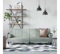 Canapé lit avec accoudoirs gris clair velours gris clair G