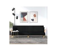 Canapé-lit avec accoudoirs noir tissu