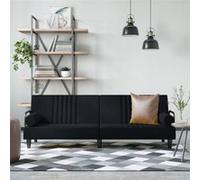 Canapé lit avec accoudoirs noir velours Noir G