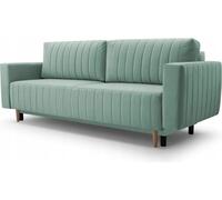 Canapé-lit avec coffre de rangement Roli - Style scandinave - Canapé pliant, canapé-lit - Canapé avec tissu velours (Vert clair - Trinity 21)