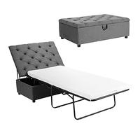 Canapé-lit avec matelas, ottoman convertible 2 en 1, gain de place, canapé lit long touffeté pour salon, chambre à coucher, bureau