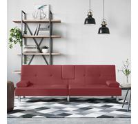 vidaXL Canapé-lit avec porte-gobelets rouge bordeaux similicuir rouge G