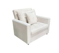 Canapé-lit, canapé 1 place convertible en velours côtelé coloris crème - Longueur 99 x Largeur 99 x Hauteur 88 cm - -