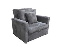 Canapé-lit, canapé 1 place convertible en velours côtelé coloris gris - Longueur 99 x Largeur 99 x Hauteur 88 cm - -