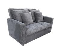Canapé-lit, canapé 2 places convertible en velours côtelé coloris gris - Longueur 140 x Largeur 99 x Hauteur 88 cm - -