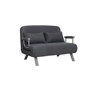 Canapé-lit canapé convertible 2 places déhoussable grand confort 2 coussins fournis pieds accoudoirs métal suède anthracite Anthracite G
