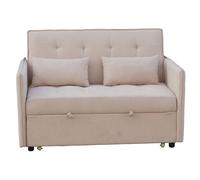 Canapé-lit, canapé de salon avec accoudoirs en tissu coloris beige - Longueur 135 x profondeur 87 x hauteur 96 cm