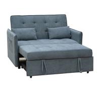 Canapé-lit, canapé de salon avec accoudoirs en tissu coloris gris - Longueur 135 x profondeur 87 x hauteur 96 cm