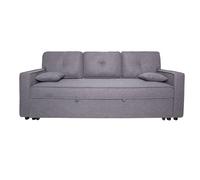 Canapé lit, canapé de salon avec accoudoirs en tissu coloris gris - Longueur 210 x profondeur 85 x hauteur 90 cm