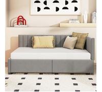 Canapé-lit capitonné 90x200 cm avec 2 grands tiroirs de rangement, convertible sofa/lit, velours, gris.