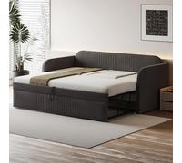 Canapé-lit capitonné en velours 90/180 x 200 cm multifonction avec matelas confortables, design élégant gris pour salon et chambre d'amis