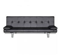 Canapé-lit Clic-clac ajustable avec 2 oreillers - Noir - 77 cm x 168 cm - Simili