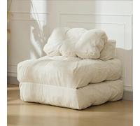 Canapé lit Convertible 1 Placeavec Oreillers,3 in 1 Fauteuil-lit Convertible en Velours côtelé avec Coussins,Canapé Paresseux/Chauffeuse pour Chambre,Salon,Appartement(190 x 85 x 20cm,Beige)