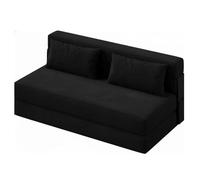 Canapé lit Convertible 2 Place en Velours Côtelé,2 in 1 Fauteuil lit Convertible avec 2 Oreillers,Housse Détachable Lavable,Canapé Paresseux/Chauffeuse 2 Place pour Chambre,Salon(200X150X15cm,Noir)