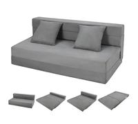 Canapé lit Convertible 2 Places en Velours Côtelé,2 in 1 Canapé Paresseux lit Convertible avec 2 Oreillers,Housse Détachable,Fauteuil lit/Chauffeuse 2 Place pour Salon/Chambre(203x152x15cm,Gris)