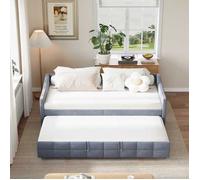 Canapé Lit Convertible 90/180x200 cm ADWOLT Sofa Bed en velours Gris Matelas non inclus