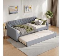 Canapé lit Convertible 90x200 cm avec Port USB,Cadre de canape lit 2 Places avec gigogne,clic-clac,méridienne gigogne,Gris(sans Matelas)