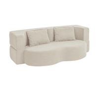 Canapé-lit convertible beige en velours côtelé - SoBuy - 2 coussins inclus - 177×107×32 cm - Capacité de charge 227 kg