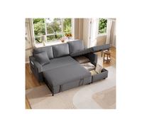 Canapé-lit convertible, canapé avec méridienne et rangement, canapé d'angle rembourré salon, canapé gauche/droite interchangeable