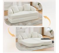 Canapé-lit convertible - Convertible 2-en-1 - Beige - Chenille - 157x84x65 cm - Poids 27.5 kg - Lit pliant stable