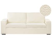 Beliani Canapé-Lit Convertible en Bouclé avec Matelas 3 Places Blanc Cassé Vuokatti