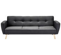 Canapé-Lit Convertible Moderne 3 Places Pieds Bois Hévéa Rétro en Tissu Rembourr