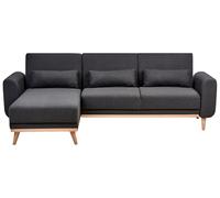 Canapé-Lit d'Angle à Droite Moderne en Tissu Pieds en Bois Coussins Supplém
