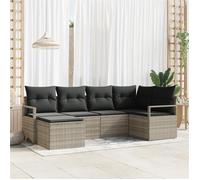 Canapé-lit de jardin - VIDAXL - Modulaire - 5 personnes - Poly rotin - Gris clair et noir