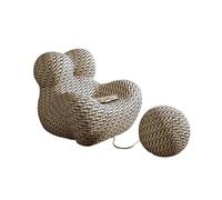 Canapé-Lit De Sol, Canapé De Compression avec Pouf, Fauteuil Tonneau De Loisirs, Coussin en éPonge à MéMoire De Forme Confortable, pour Salon, Chambre,Do Brown,102×115×92cm