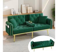 Canapé-lit double convertible avec fonction inclinable, trois positions d'inclinaison et porte-gobelets. Idéal pour le salon, la chambre, le home cinéma ou la chambre d'amis. Revêtement en tissu. Ver