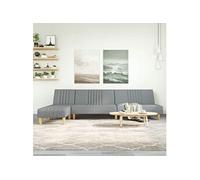Vidaxl Canapé-Lit En Forme De L Gris Clair 255x140x70 Cm Tissu Gris