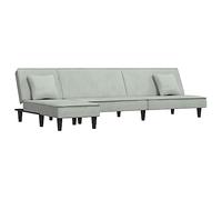 Canapé lit en forme de L gris clair 255x140x70 cm velours