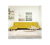 Vidaxl Canapé-Lit En Forme De L Jaune 255x140x70 Cm Velours Jaune
