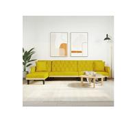 Canapé lit en forme de L jaune 271x140x70 cm velours jaune G