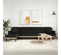 Canapé lit en forme de L noir 271x140x70 cm velours