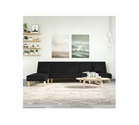 Vidaxl Canapé-Lit En Forme De L Noir 255x140x70 Cm Tissu Noir