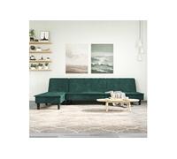 Vidaxl Canapé-Lit En Forme De L Vert Foncé 255x140x70 Cm Velours Vert