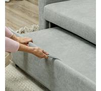 Canapé-lit en velours HOMCOM 2 places avec fonction de couchage dossier inclinable coffre de rangement gris clair