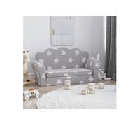 Canapé lit enfant 2 places gris clair étoiles peluche douce