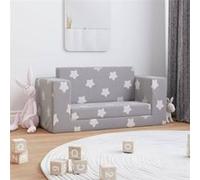 Vidaxl Canapé-Lit Enfant 2 Places Gris Clair Étoiles Peluche Douce Gris