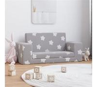 Canapé lit enfant 2 places gris clair étoiles peluche douce Gris G