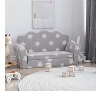 Canapé lit enfant 2 places gris clair étoiles peluche douce Gris G