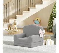 Canapé lit Enfant Convertible 1 Place en Mousse,Teddy Peluche(Gris)