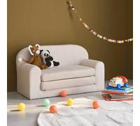 sweeek - Canapé lit Enfant en Velours côtelé dépliable. Couleur crème. L 90 x P 43 x H 51.5 cm