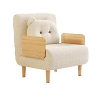 Canapé Lit Enfant Fauteuil Convertible avec Dossier Réglable 5 Positions Tissu Peluche, Housse Lavable, Sofa Lit pour Chambre Enfant(White)